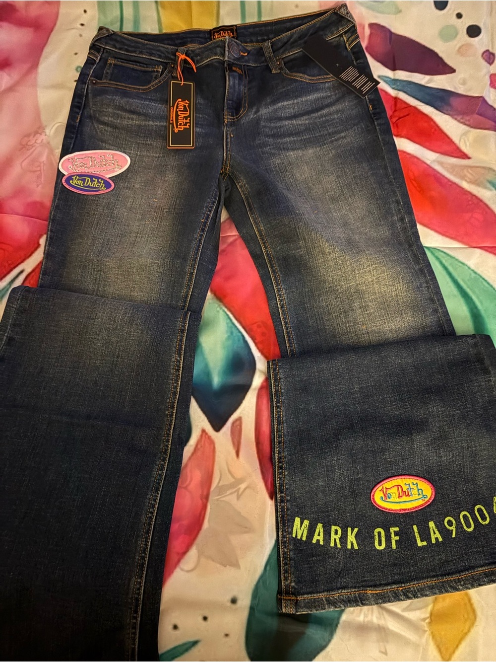 Von Dutch Indigo Denim Jeans with Orange Stitching